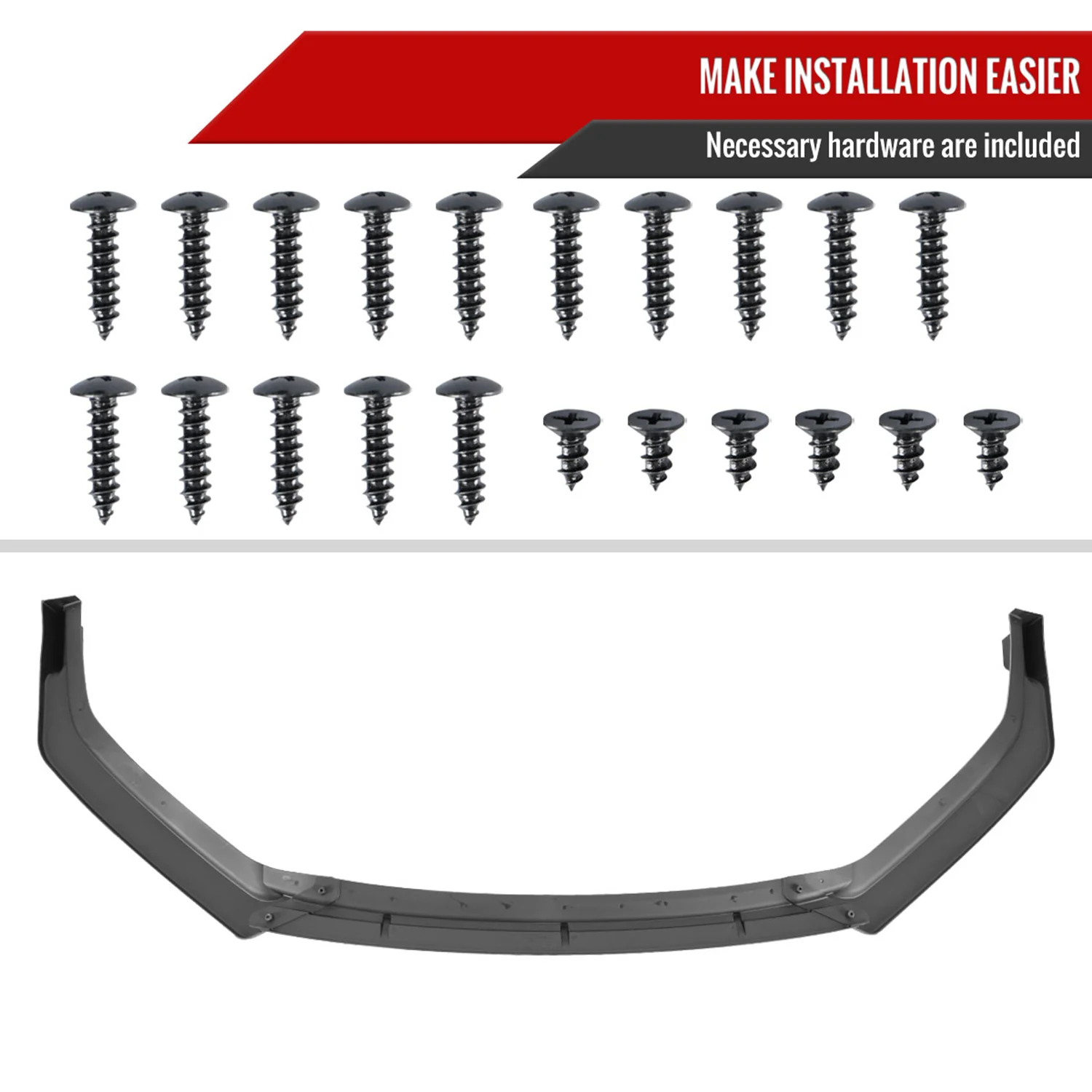 2018-2019 Hyundai Sonata Matte Black 3Pcs Front Bumper Lip Splitter Kit - Image 6