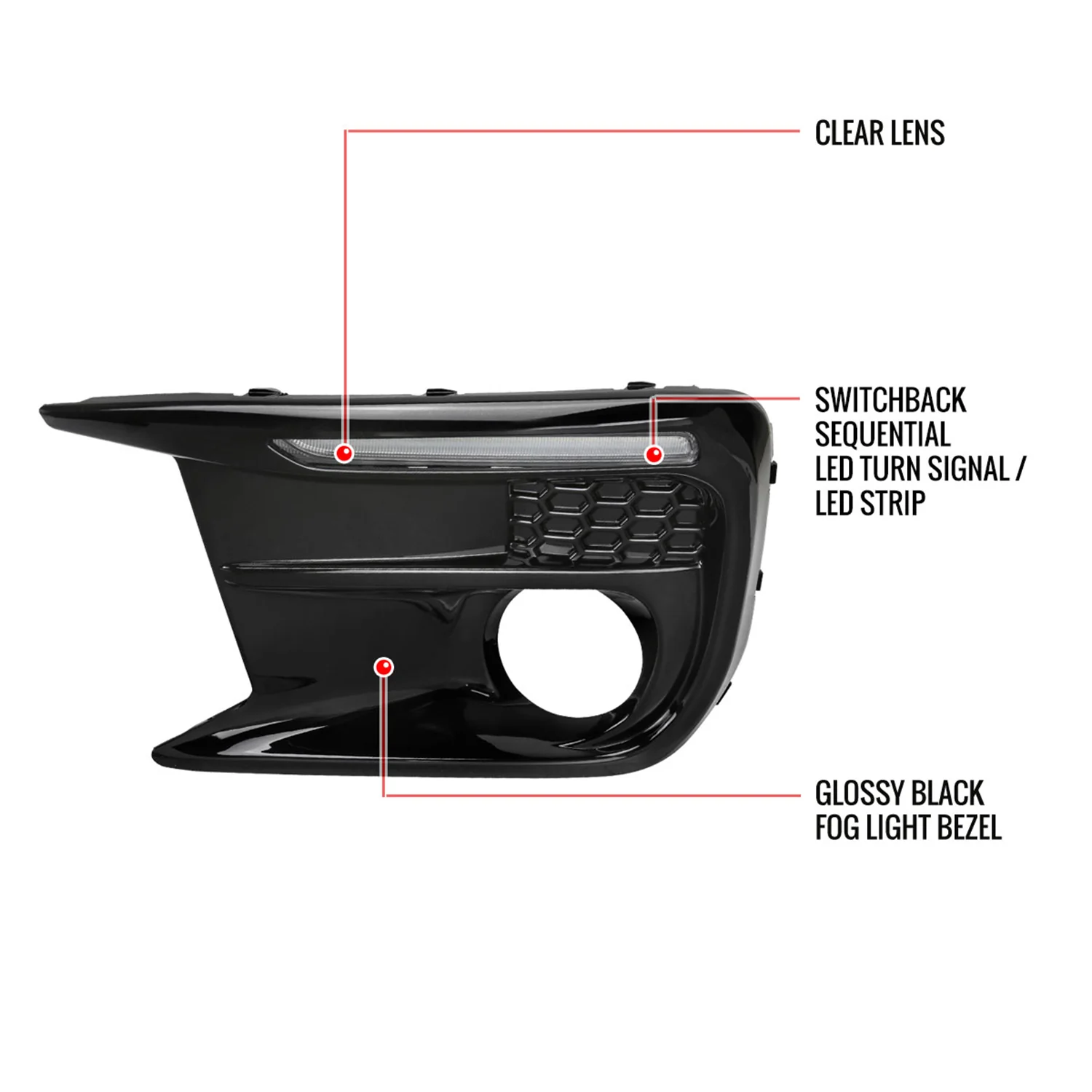2018-2021 Subaru Impreza WRX STI LED Signal Fog Light Bezels Glossy Black - Image 9