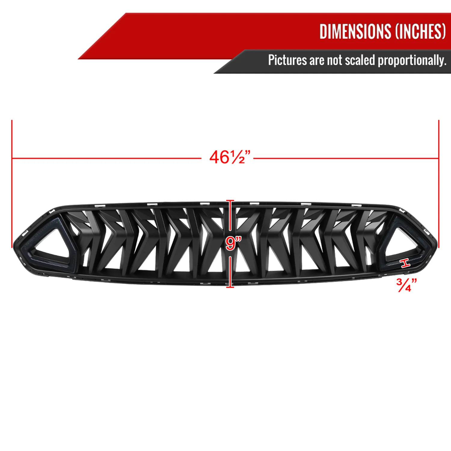 2018-2023 Ford Mustang Shark Hood Grille w/3D Smoke LED Turn Signal Lights - Image 2
