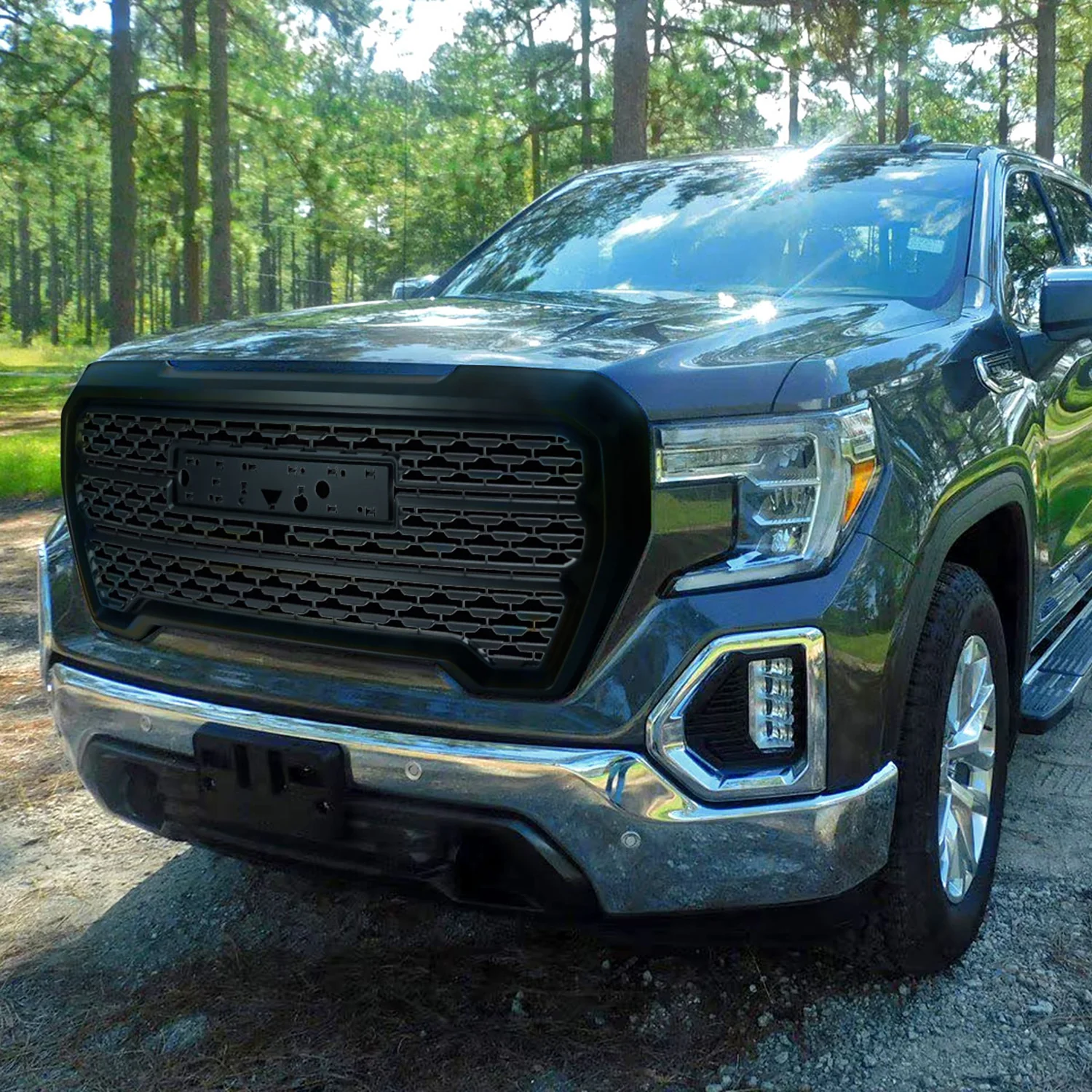 2019-2020 GMC Sierra 1500 Matte Black ABS Denali Style Mesh Grille - Image 10