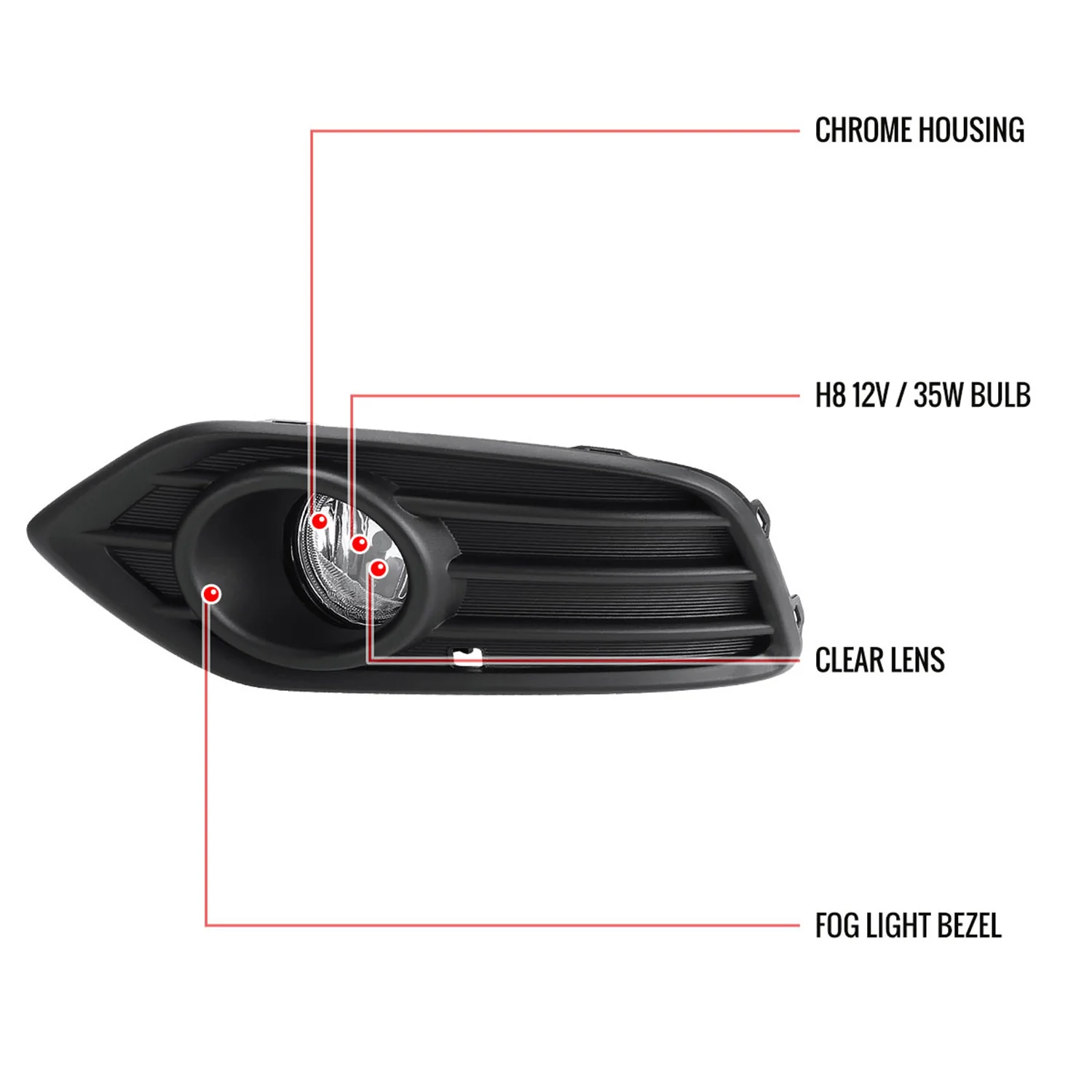 2019-2020 Honda HR-V H8 Fog Lights Kit Chrome Housing/Clear Lens - Image 9