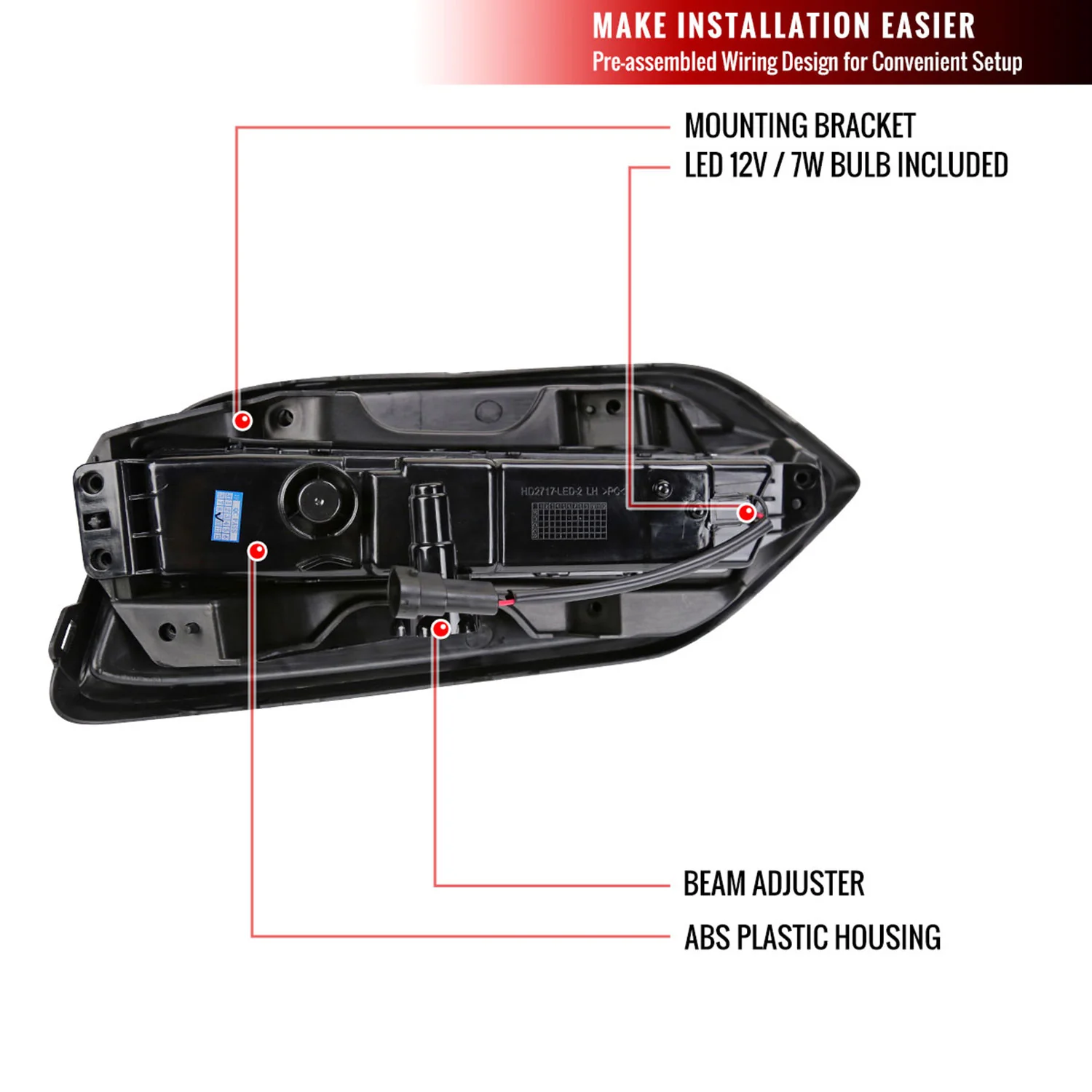 2019-2020 Honda HR-V LED Projector Fog Lights Kit Chrome Housing/Clear Lens - Image 8