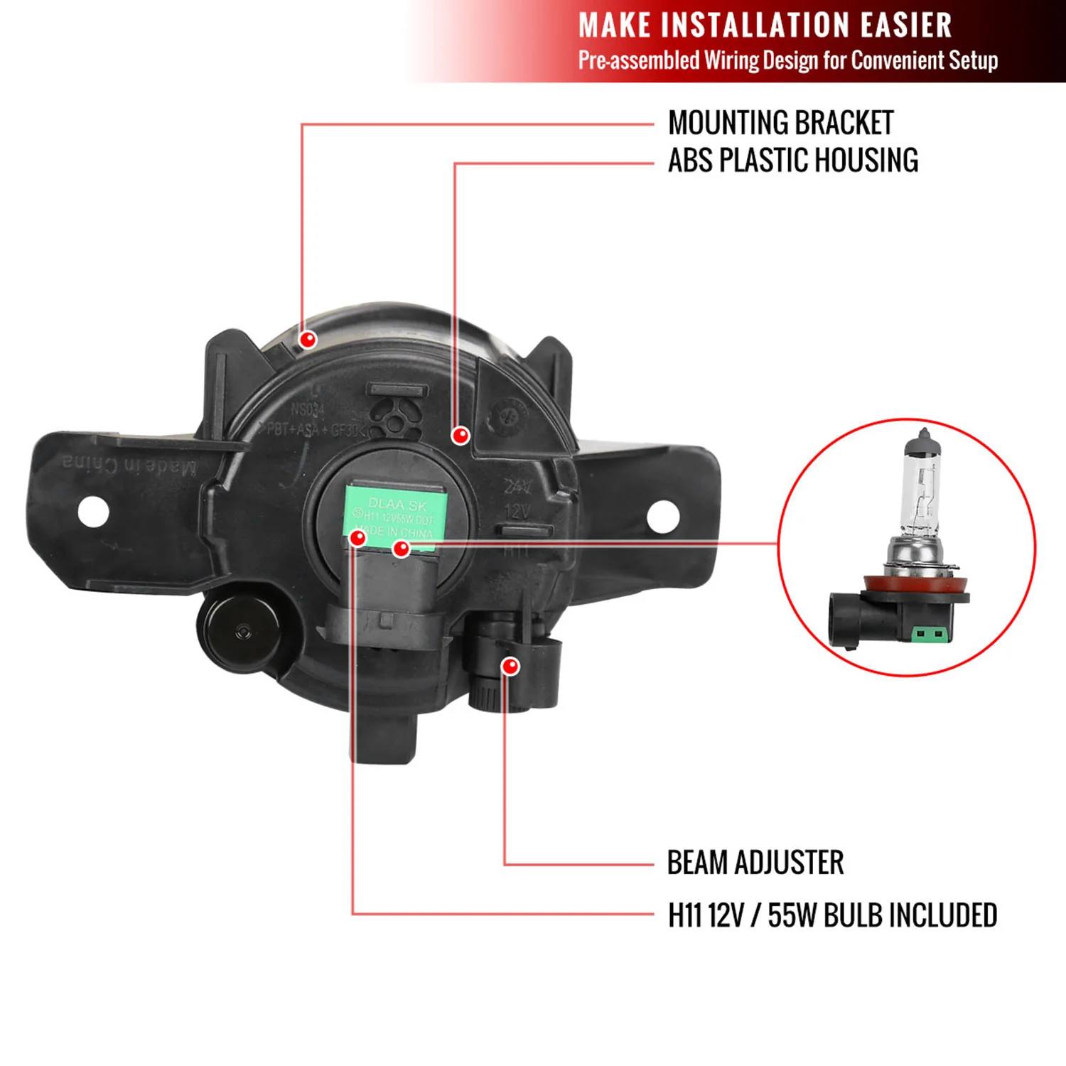 2019-2020 Nissan Altima H11 Fog Lights Kit Chrome Housing/Clear lens - Image 8
