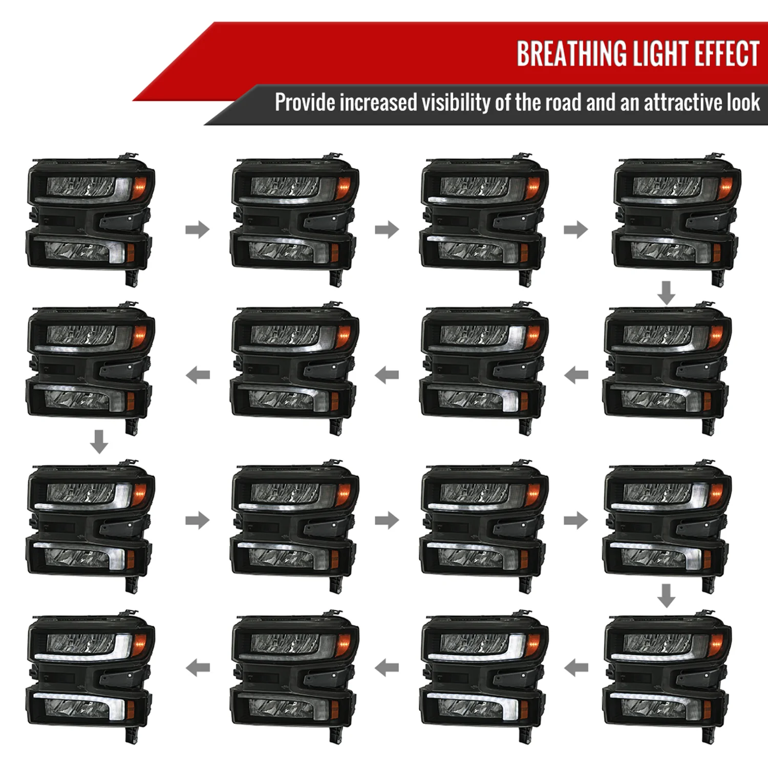 2019-2021 Chevy Silverado 1500 Full LED Projector Headlights LED Signal Smoke - Image 3