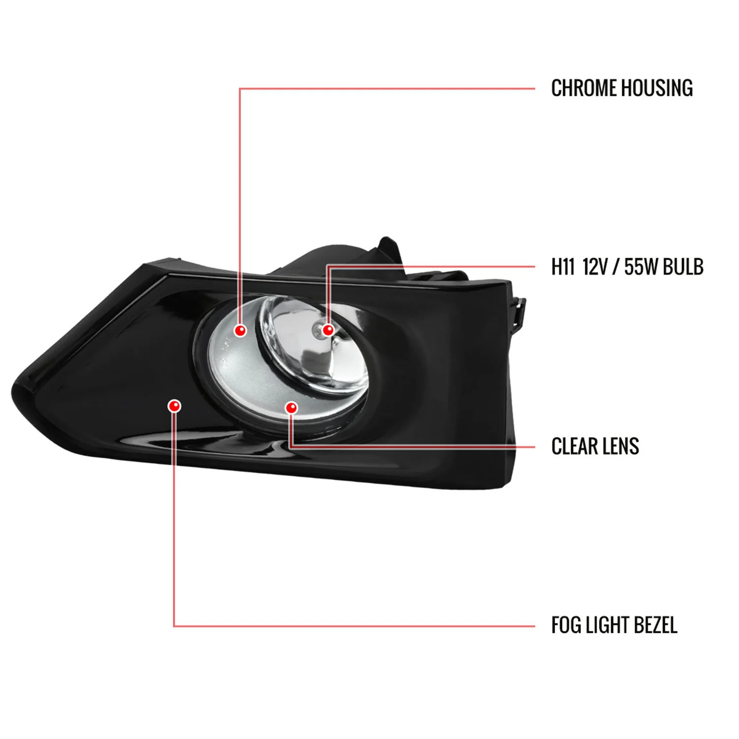 2019-2021 Nissan Altima H11 Fog Lights Kit Chrome Housing/Clear Lens - Image 9