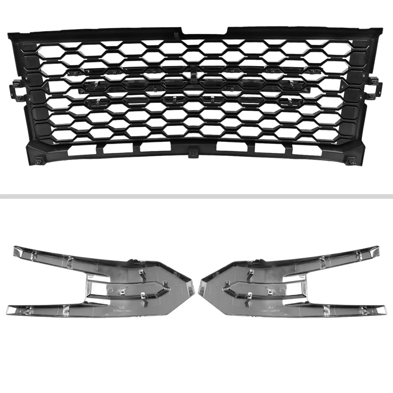 2019-2022 Chevy Silverado 1500 LT Glossy Honeycomb Hood Grille Chrome Trim - Image 7