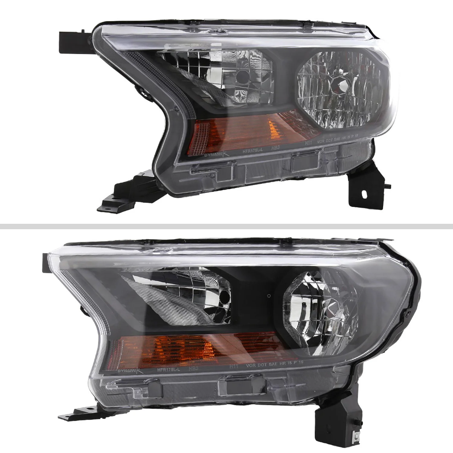 2019-2022 Ford Ranger XL XLT Factory Style Headlights Matte Black/Clear Lens - Image 2