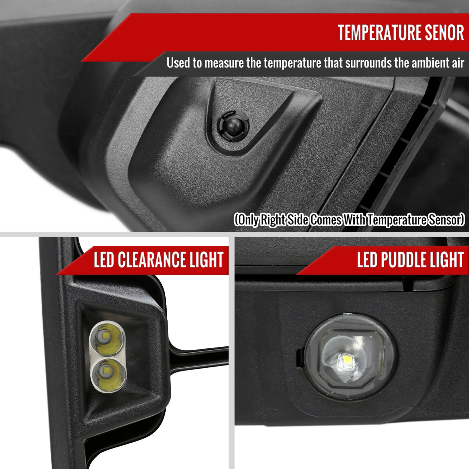 2019-2022 GMC Sierra 1500 Heated Black Towing Mirrors &Turn Signal - Image 6