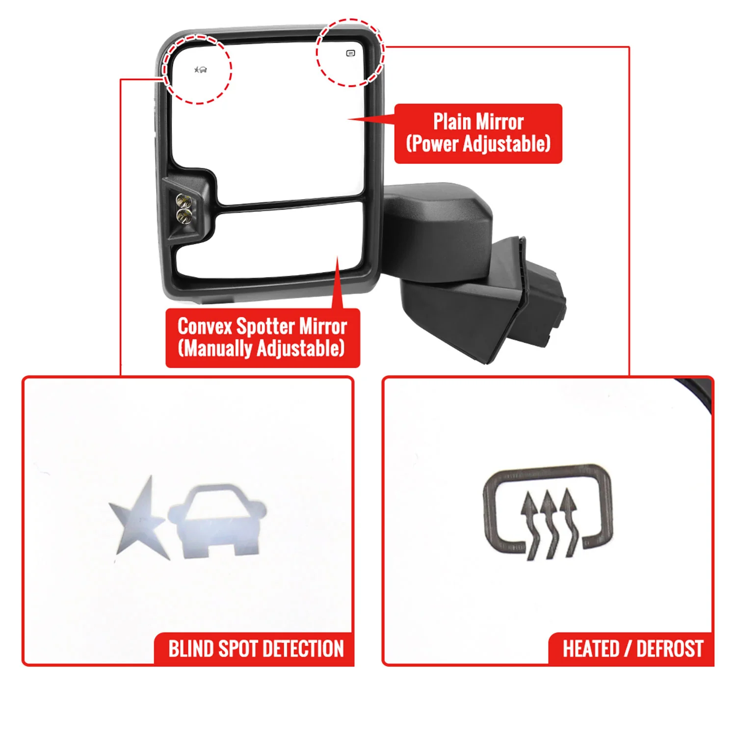 2019-2022 GMC Sierra 1500 Heated Chrome Towing Mirrors Smoke Lens Turn Signal - Image 4