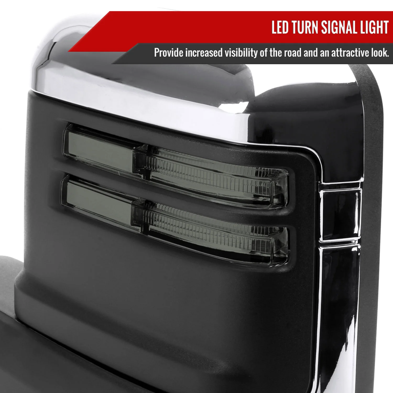 2019-2022 GMC Sierra 1500 Heated Chrome Towing Mirrors Smoke Lens Turn Signal - Image 5