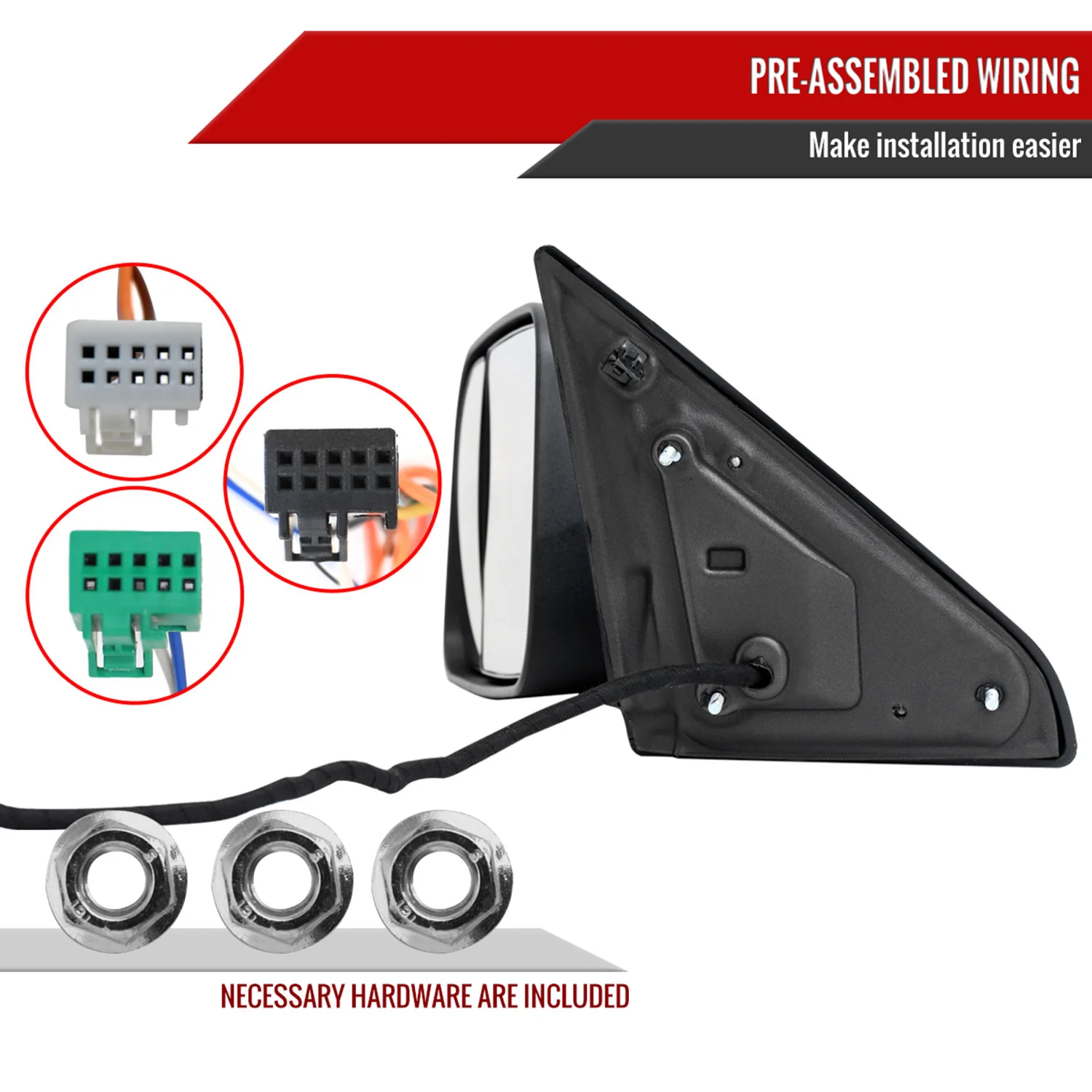 2019-2022 Ram 2500 3500 Black Manual Fold & Heated Side Mirror Driver Side - Image 7