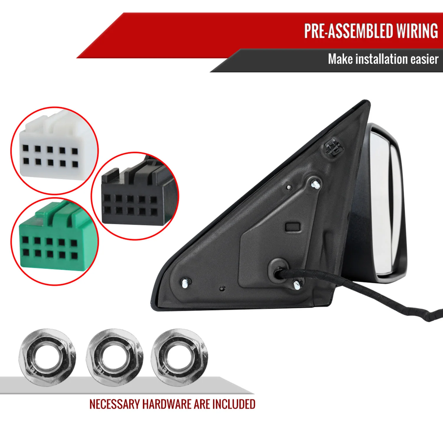 2019-2022 Ram 2500 3500 Black Manual Fold & Heated Side Mirror Passenger - Image 7