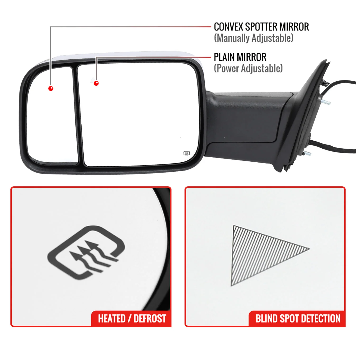 2019-2022 Ram 2500 3500 Chrome Auto-Fold Side Mirror Driver Side - Image 3
