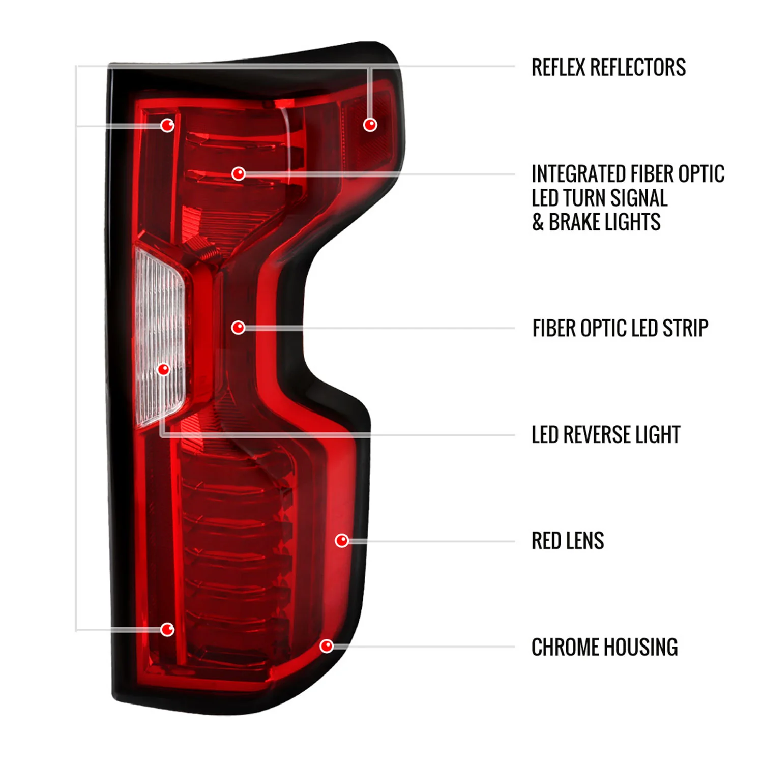 2019-2023 Chevy Silverado 1500 /2500HD/3500HD LED Tail Lights Chrome/Red - Image 9