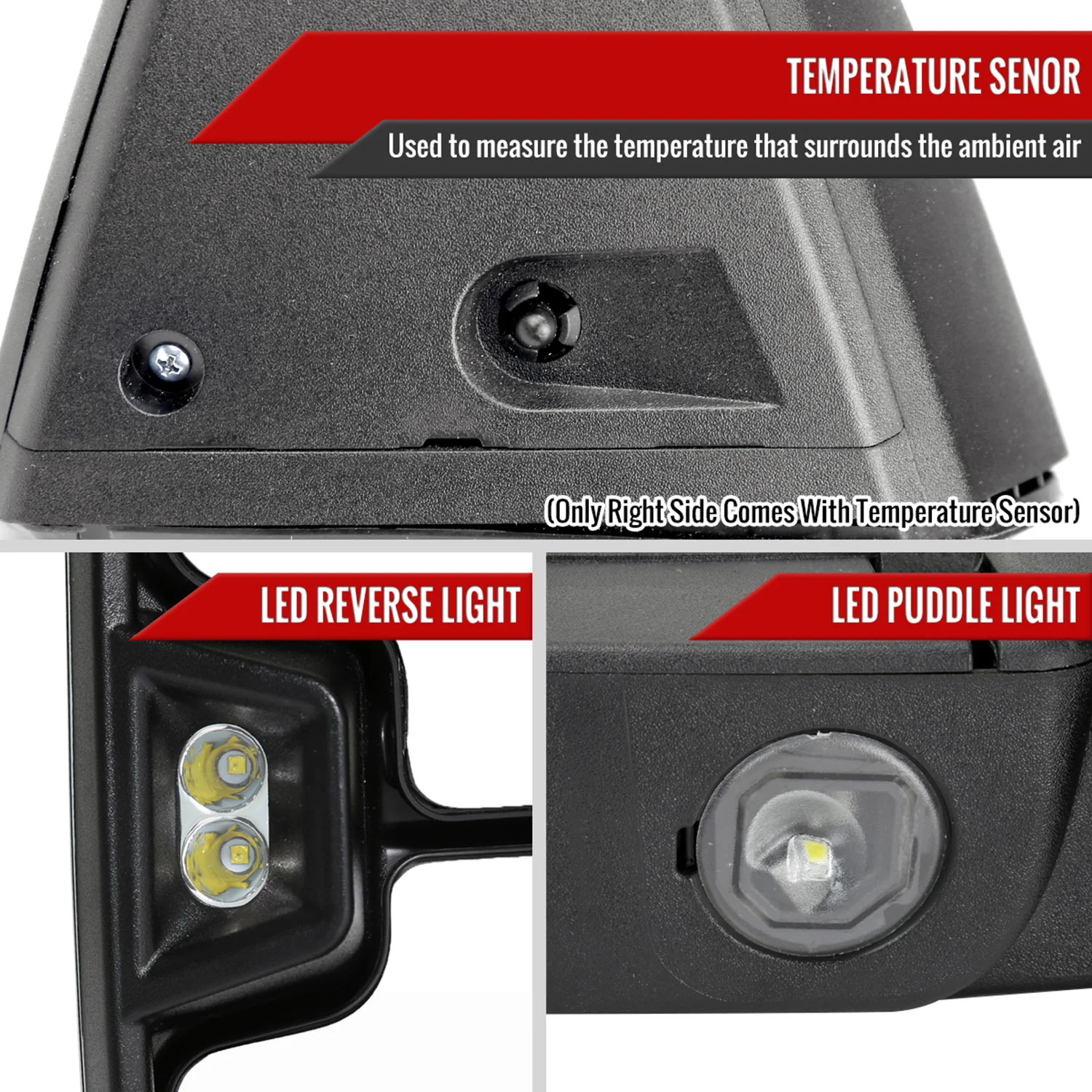 2019-2023 Chevy Silverado 1500 Heated Black Towing Mirrors Smoke & Turn Signal - Image 6