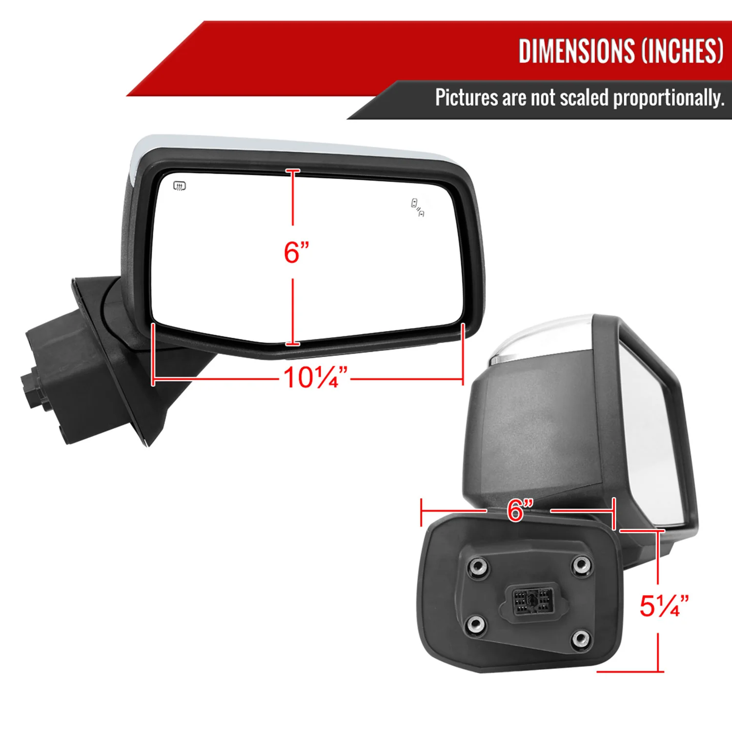2019-2024 Chevy Silverado 1500 Chrome Manual Fold&Heated Side Mirror Passenger - Image 8
