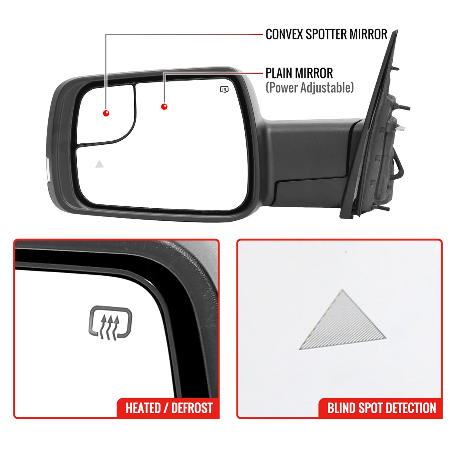 2019-2024 Dodge RAM 1500 Black Auto-Fold Side Mirror Driver Side - Image 5