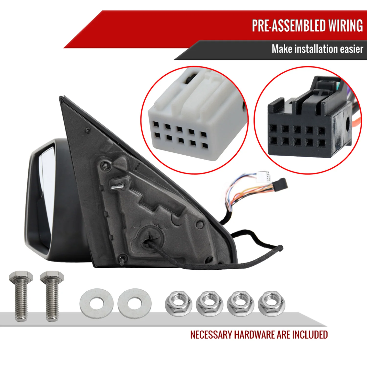 2019-2024 Dodge RAM 1500 Black Manual Fold & Heated Side Mirror Driver Side - Image 7