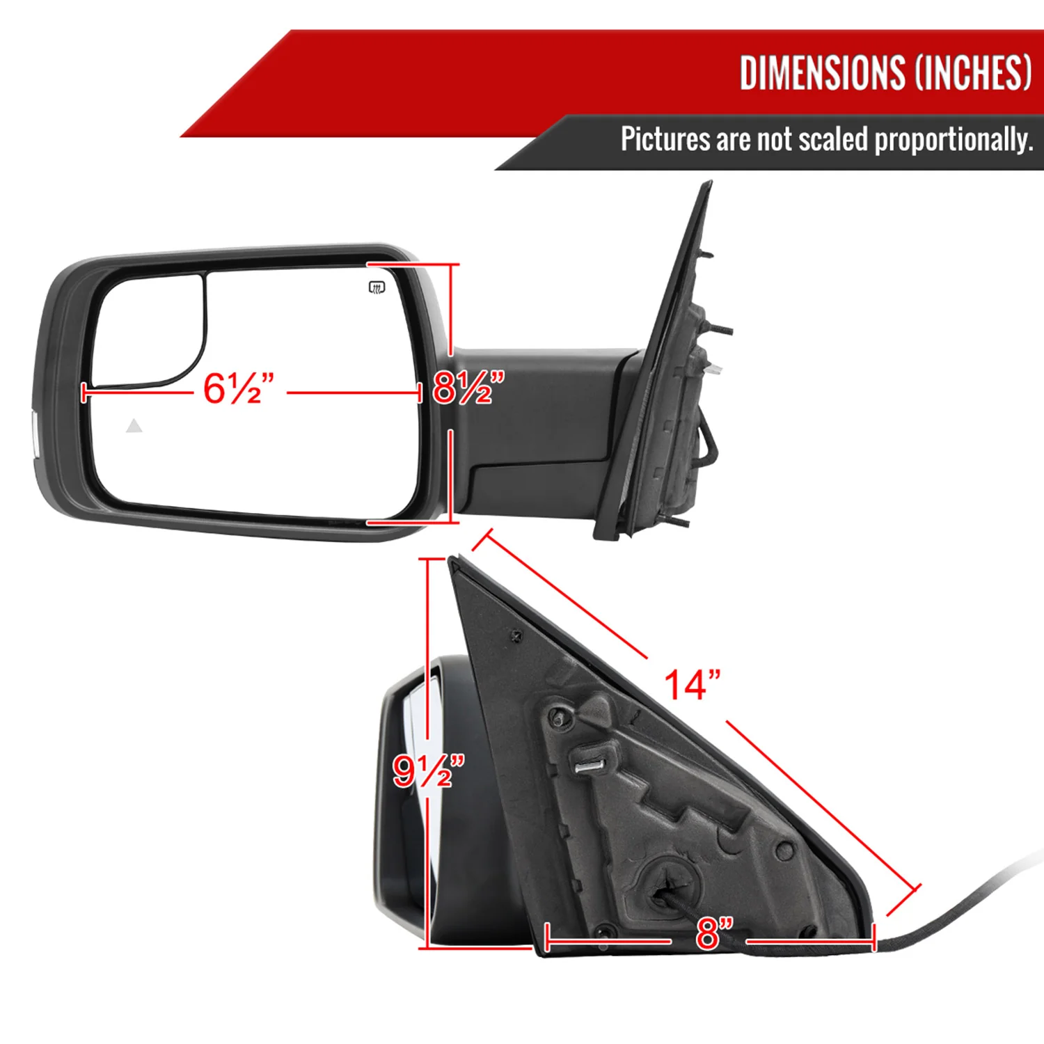 2019-2024 Dodge RAM 1500 Chrome Manual Fold & Heated Side Mirror Driver - Image 8