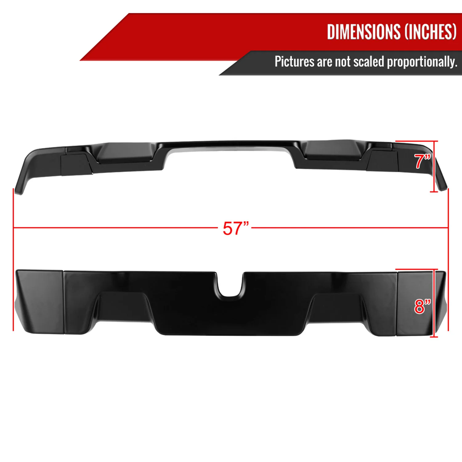 2019-2024 Dodge RAM 1500 Rear Roof Matte Black Truck Spoiler Wing Kit - Image 2