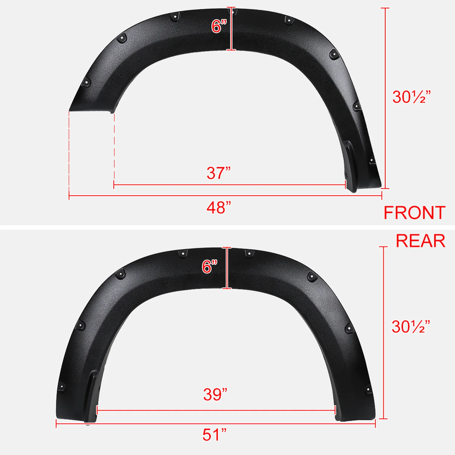 2019-2024 Dodge RAM 1500 Textured Rivet Style Fender Flares Wheel Protector - Image 2