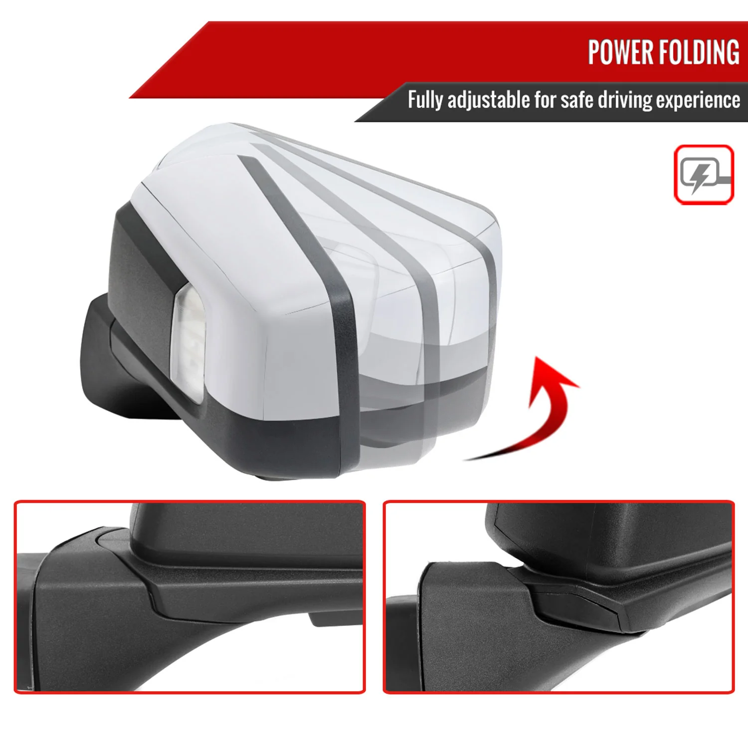 2019-2024 GMC Sierra 1500 Chrome Auto-Fold Side Mirror Driver Side - Image 2