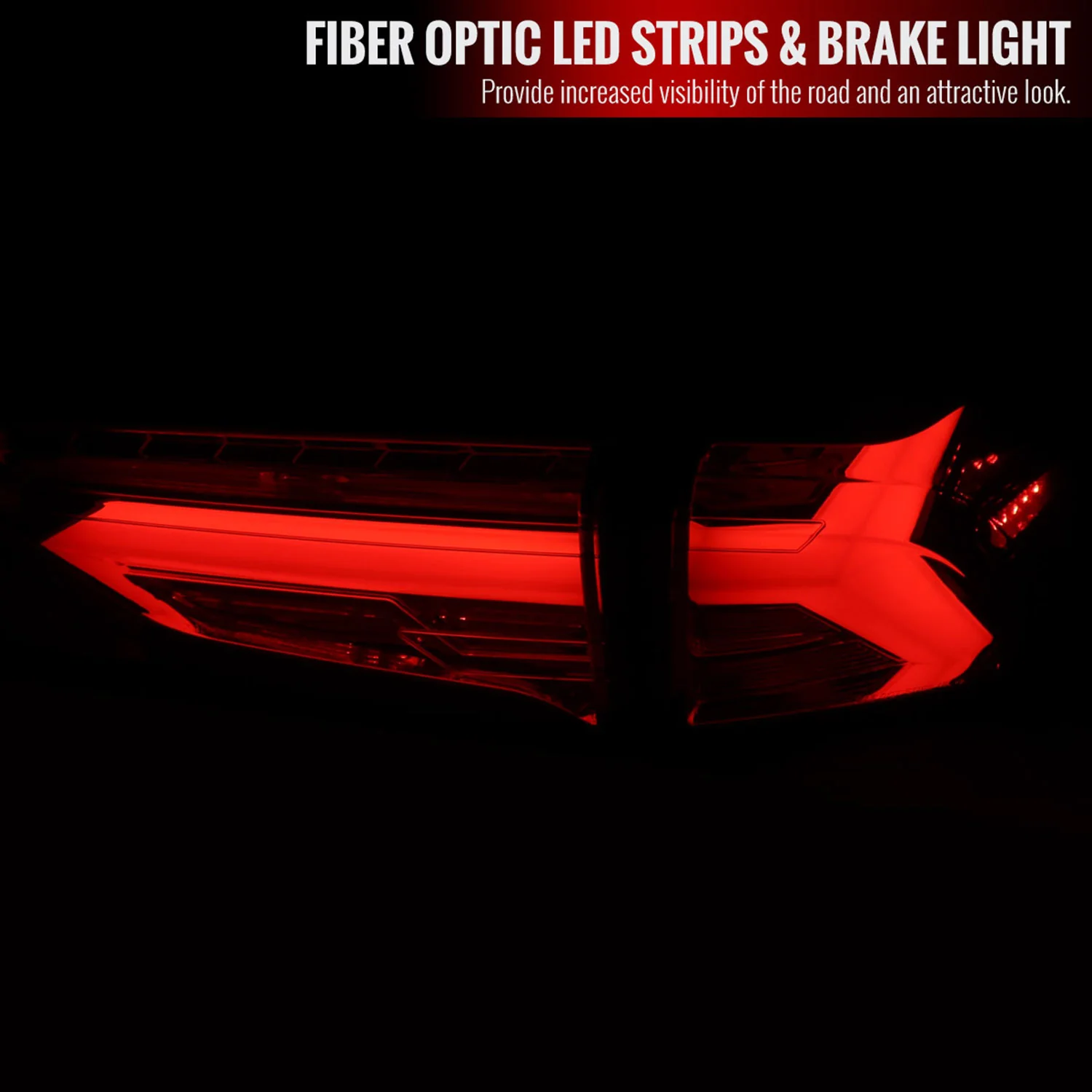 2019-2024 Toyota RAV4 Red LED Bar Sequential Signal Tail Lights Chrome/Red - Image 3