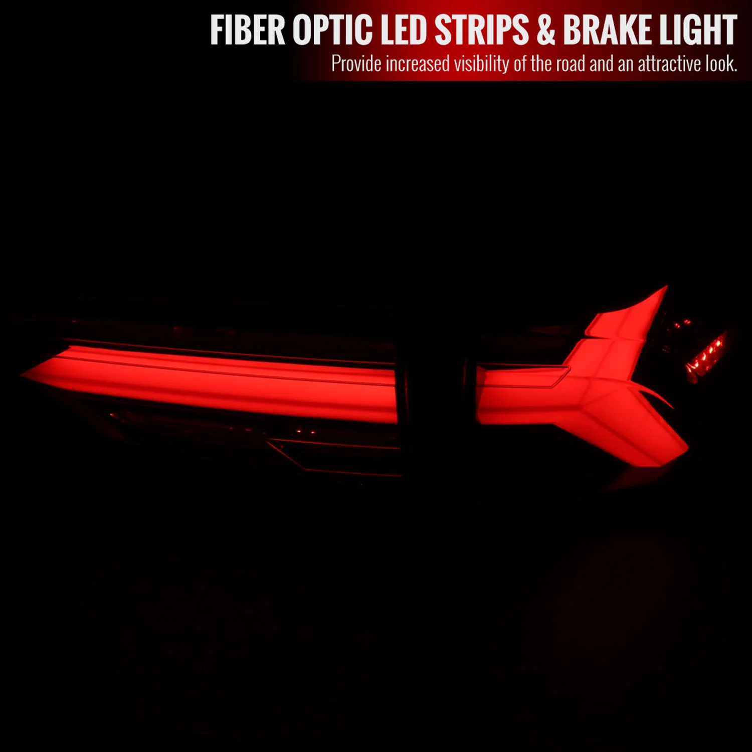 2019-2024 Toyota RAV4 Red LED Bar Signal Tail Lights Jet Black/Clear - Image 3
