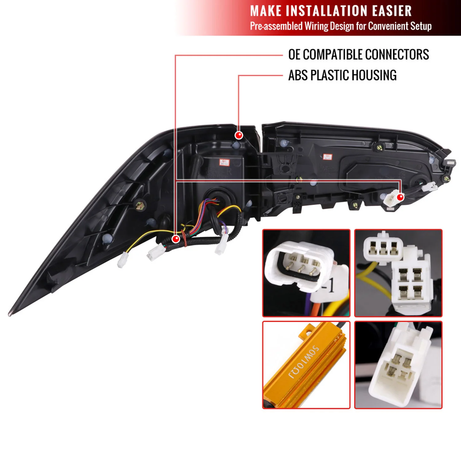 2019-2024 Toyota RAV4 Red LED Bar Signal Tail Lights Jet Black/Clear - Image 8