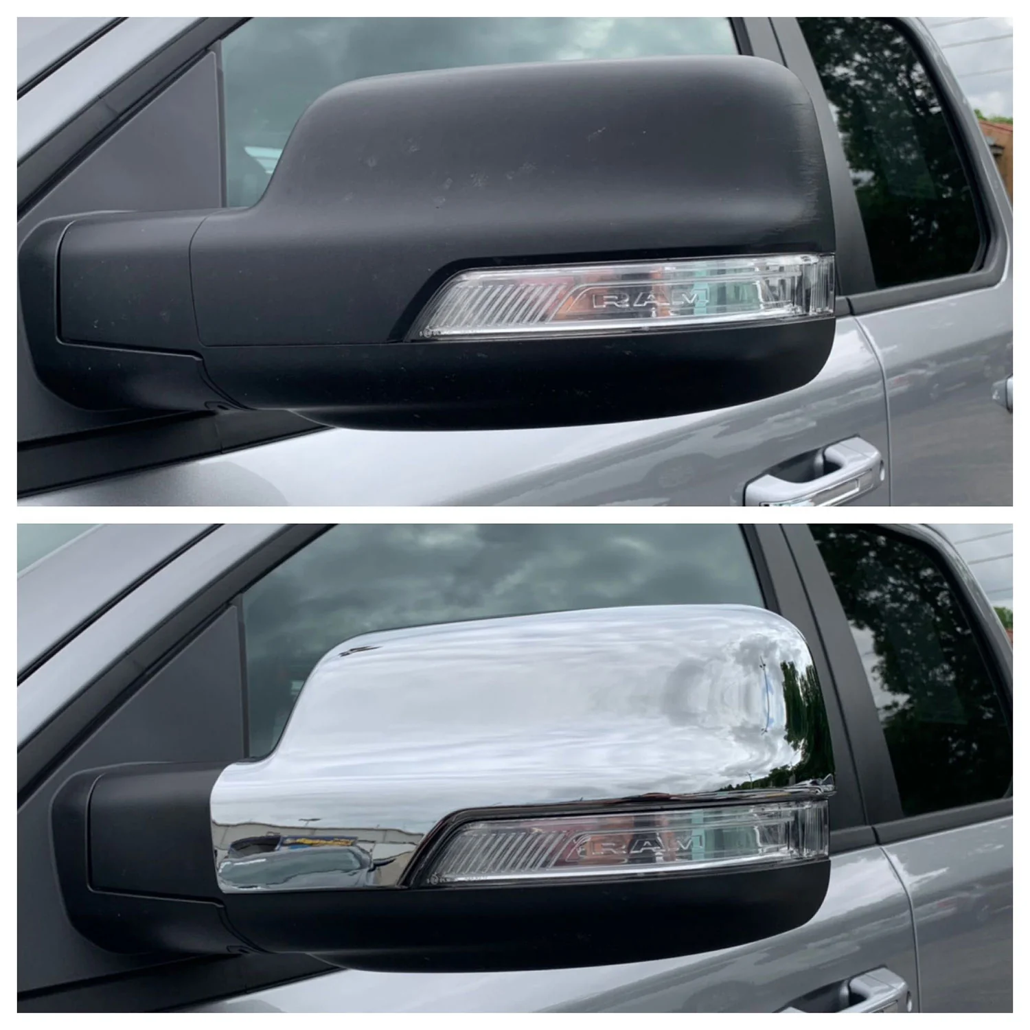 2019-2025 RAM RAM 1500 Mirror Cover Caps Chrome 2Pcs ABS Plastic - Image 4