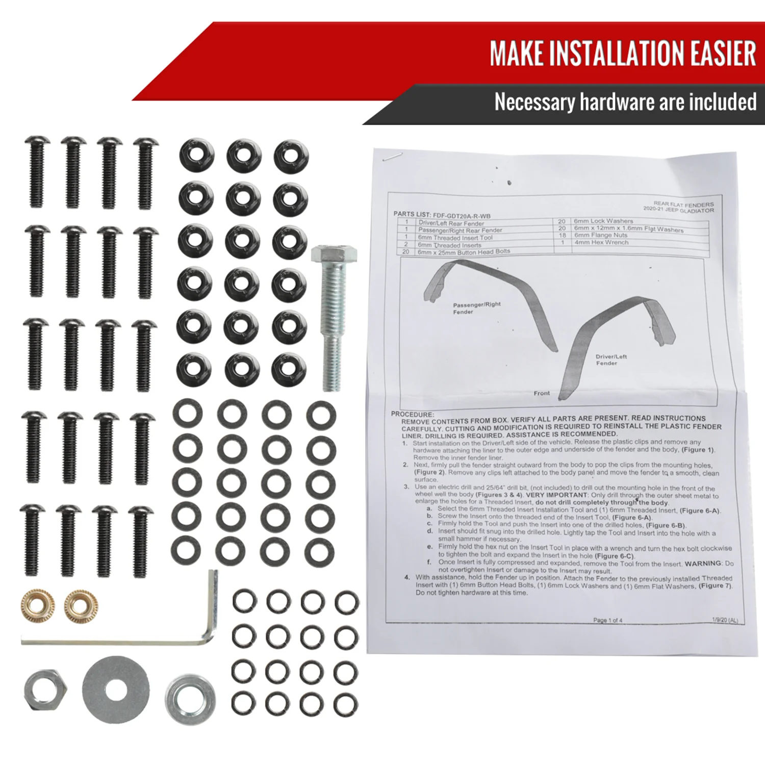 2020-2022 Jeep Gladiator JT Rear Flat Fender Flares Wheel Protector - Image 8