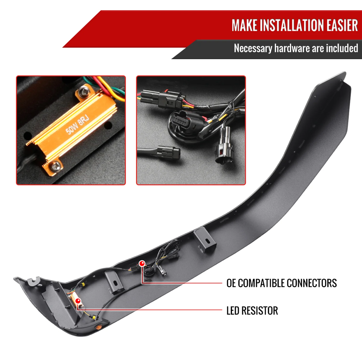 2020-2022 Jeep Gladiator JT Switchback LED Front Flat Fender Flares - Image 9