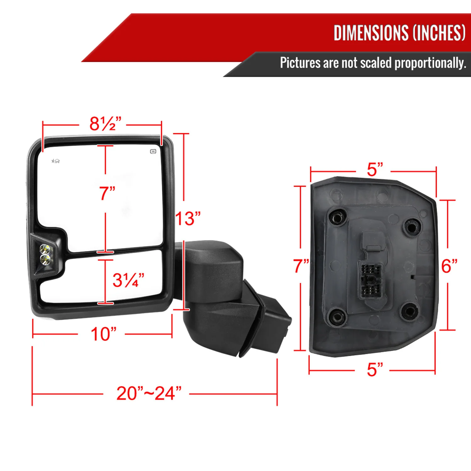 2020-2024 Chevy Silverado/GMC Sierra 2500HD/3500HD Heated Towing Mirrors Smoke - Image 8