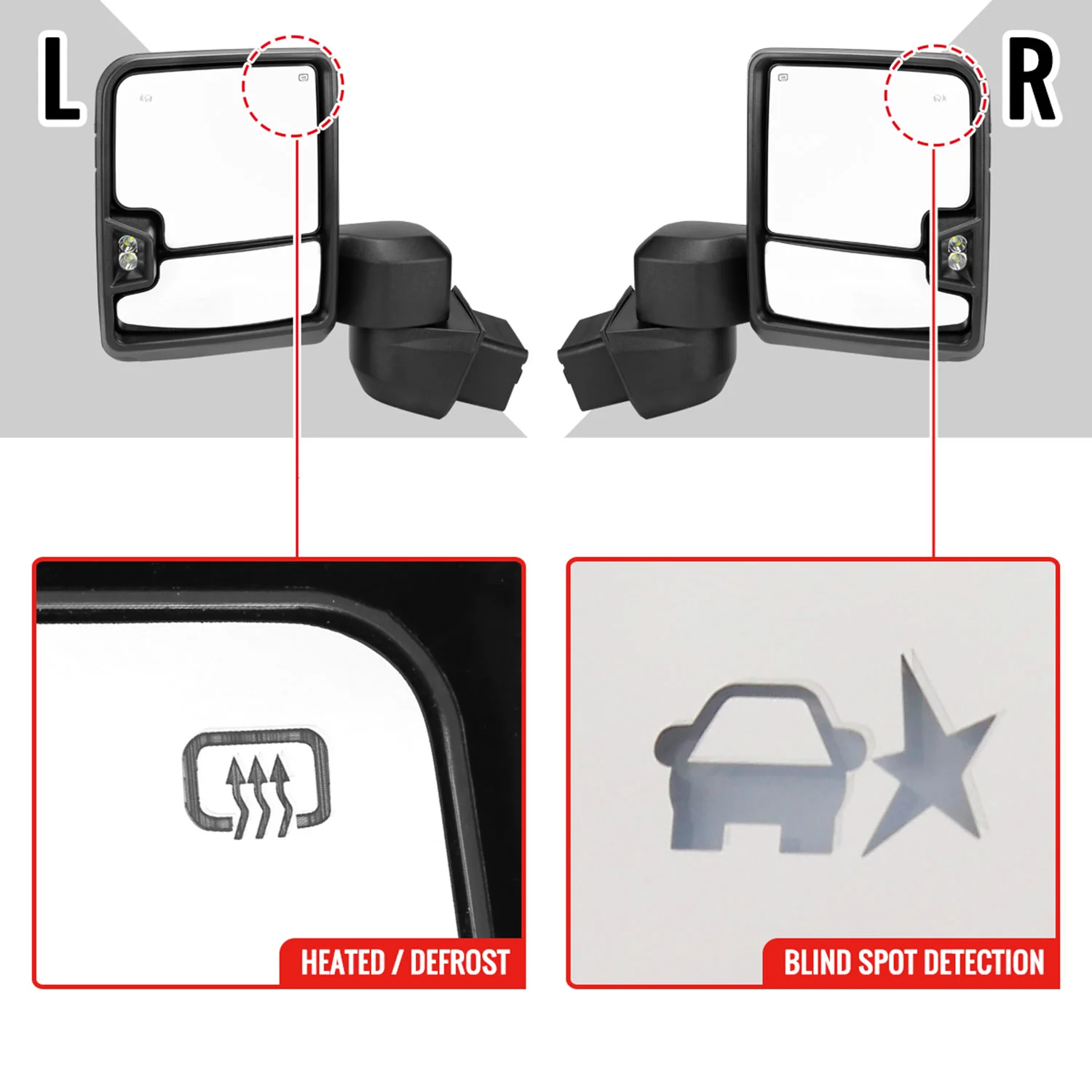 2020-2024 Chevy Silverado /Sierra 2500HD/3500HD Heated Towing Mirrors Smoke - Image 4