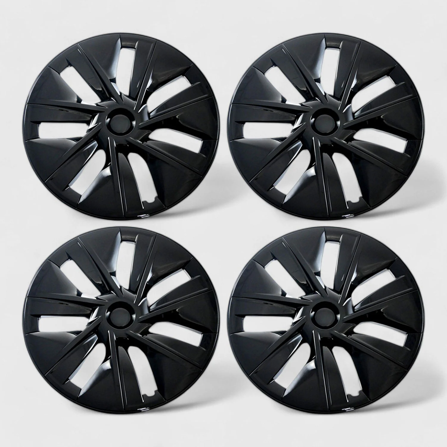 2020-2024 Tesla Y Wheel Cover Hubcaps Set Gloss Black 4Pcs ABS Plastic - Image 2