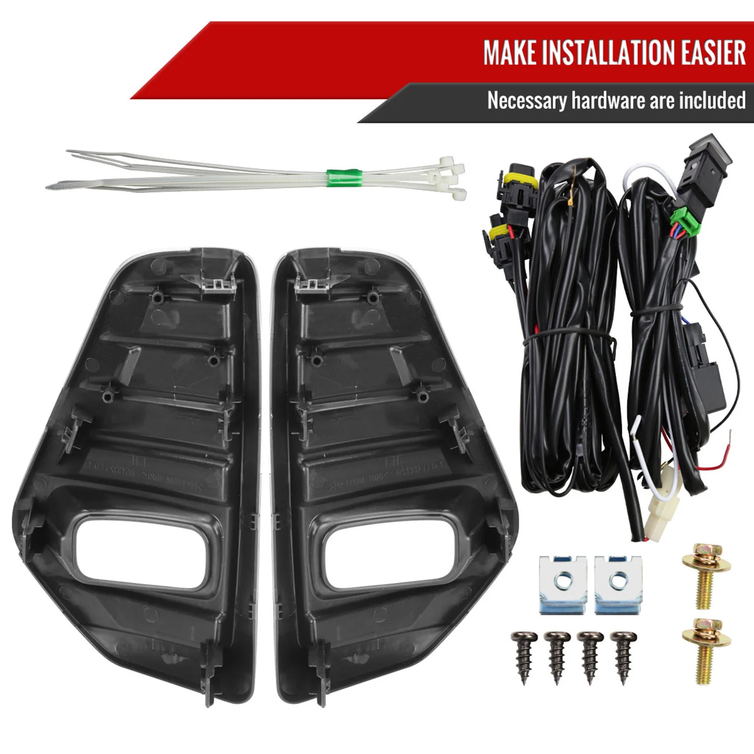 2021-2022 Nissan Kicks LED Fog Lights Kit Glossy Black Housing/Clear Lens - Image 5