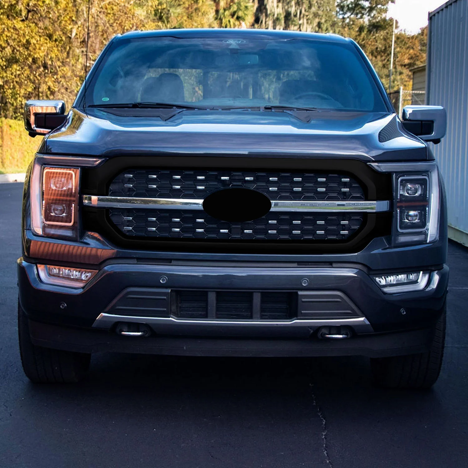 2021-2023 Ford F-150 Grille Overlay Gloss Black 2Pcs ABS Plastic - Image 5