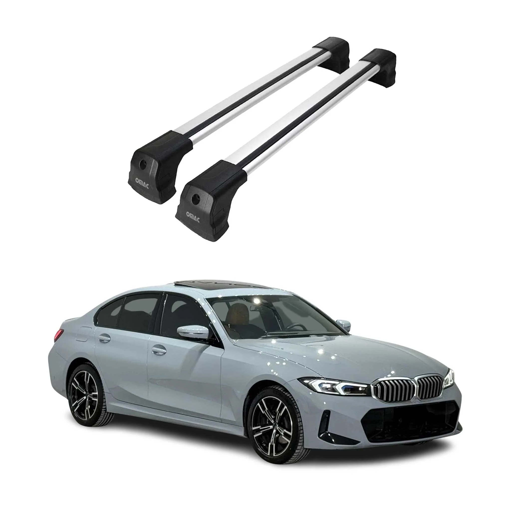 2021-2026 BMW Serie 4 G22 Coupé Roof Rack Cross Bars Silver