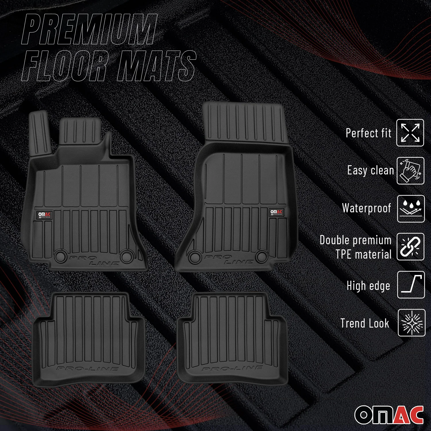2022-2026 Mercedes C Class W206 Sedan Premium Floor Mats Liners Full Set All Weather Heavy Duty - Image 2