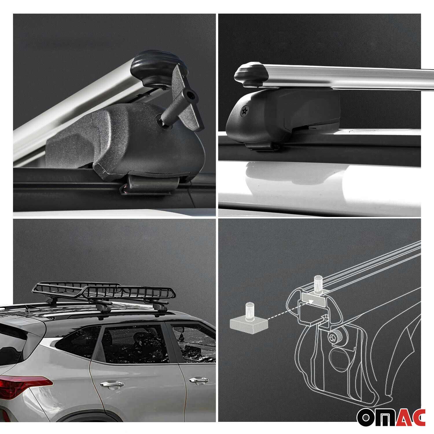 2025-2026 Lincoln Navigator Roof Rack Cross Bars Luggage Carrier Gray 2 Pieces - Image 4