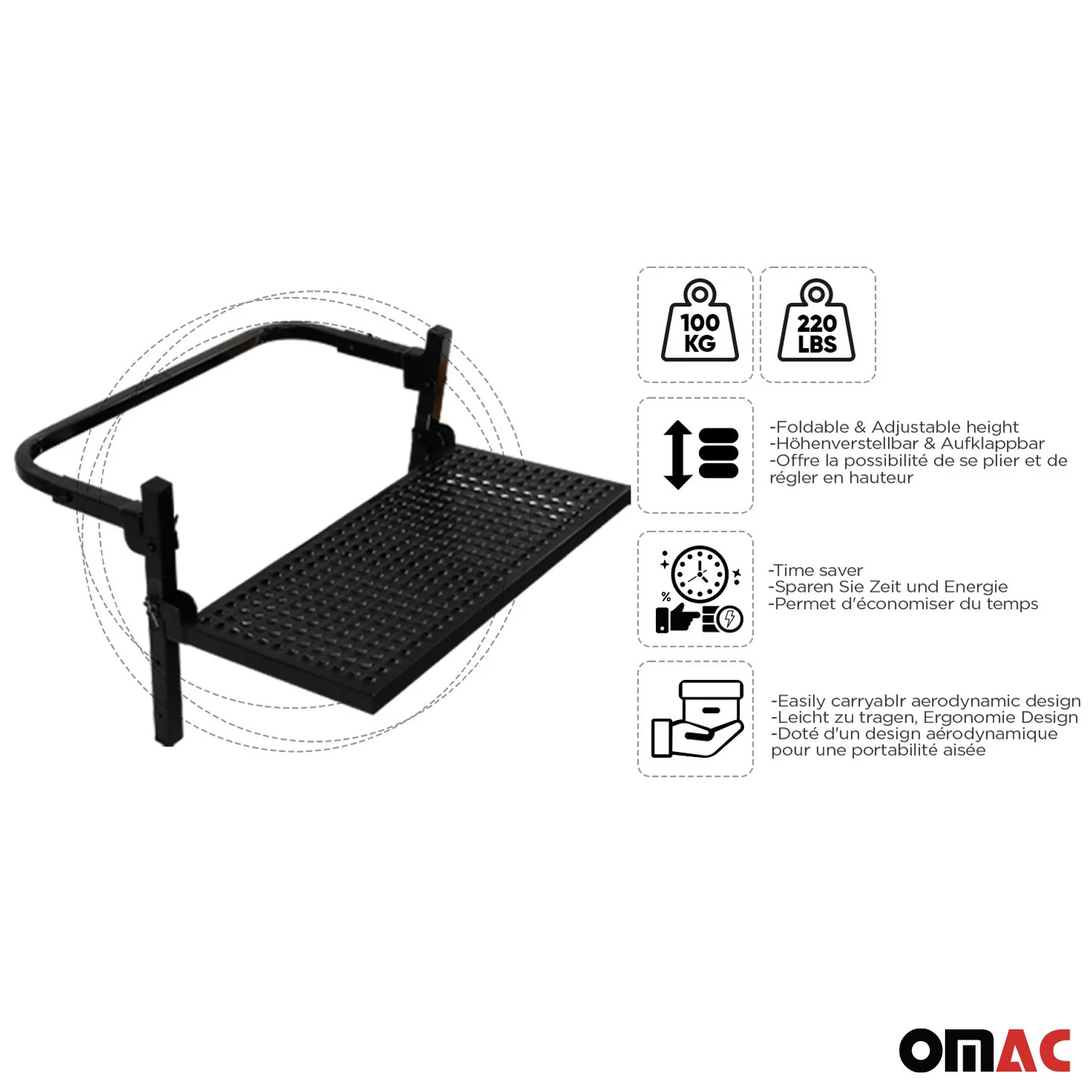 Wheel Step Ladder Platform 220Lbs Adjustable - Image 3