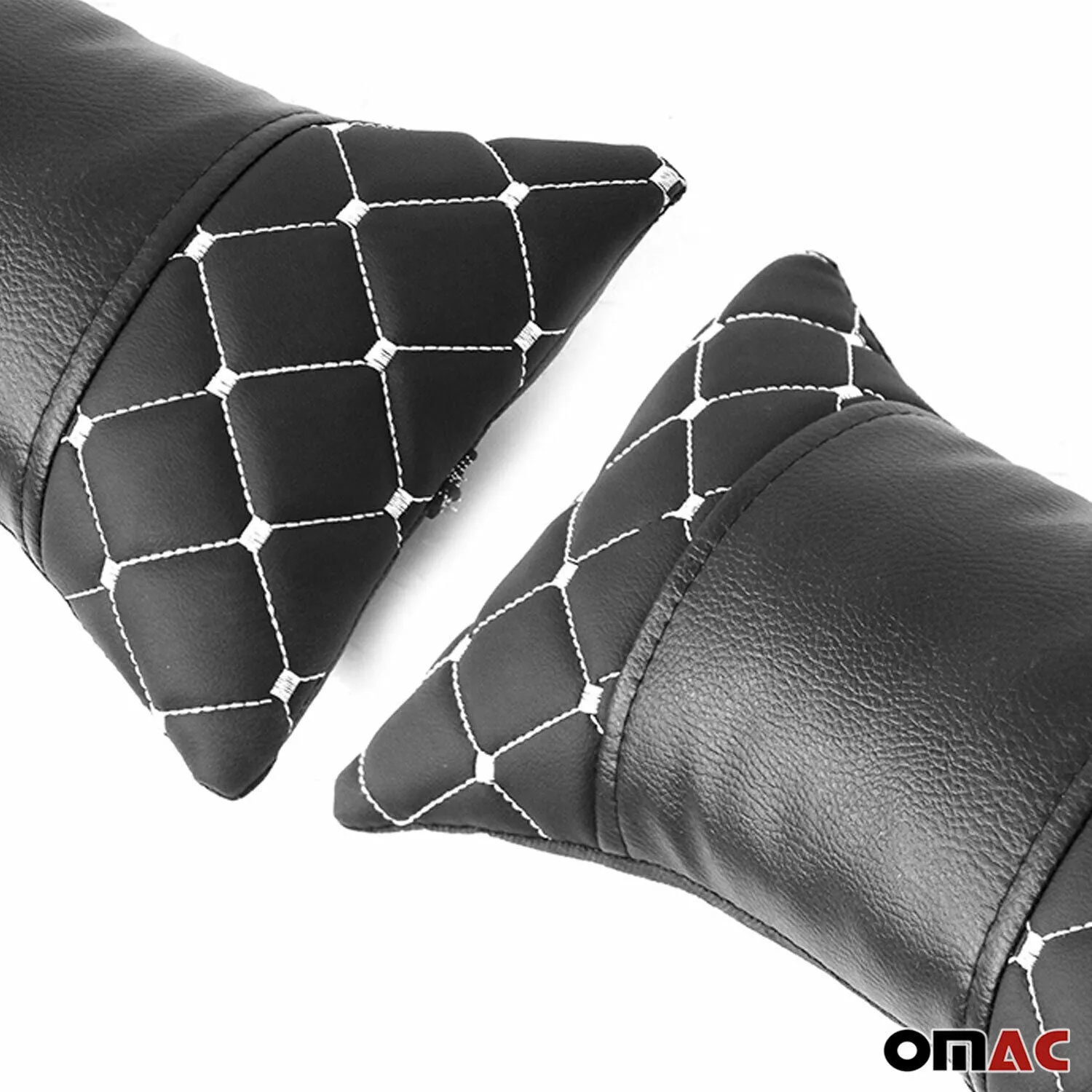 2x Car Seat Neck Pillow Head Shoulder Rest Pad Black and White PU Leather - Image 4