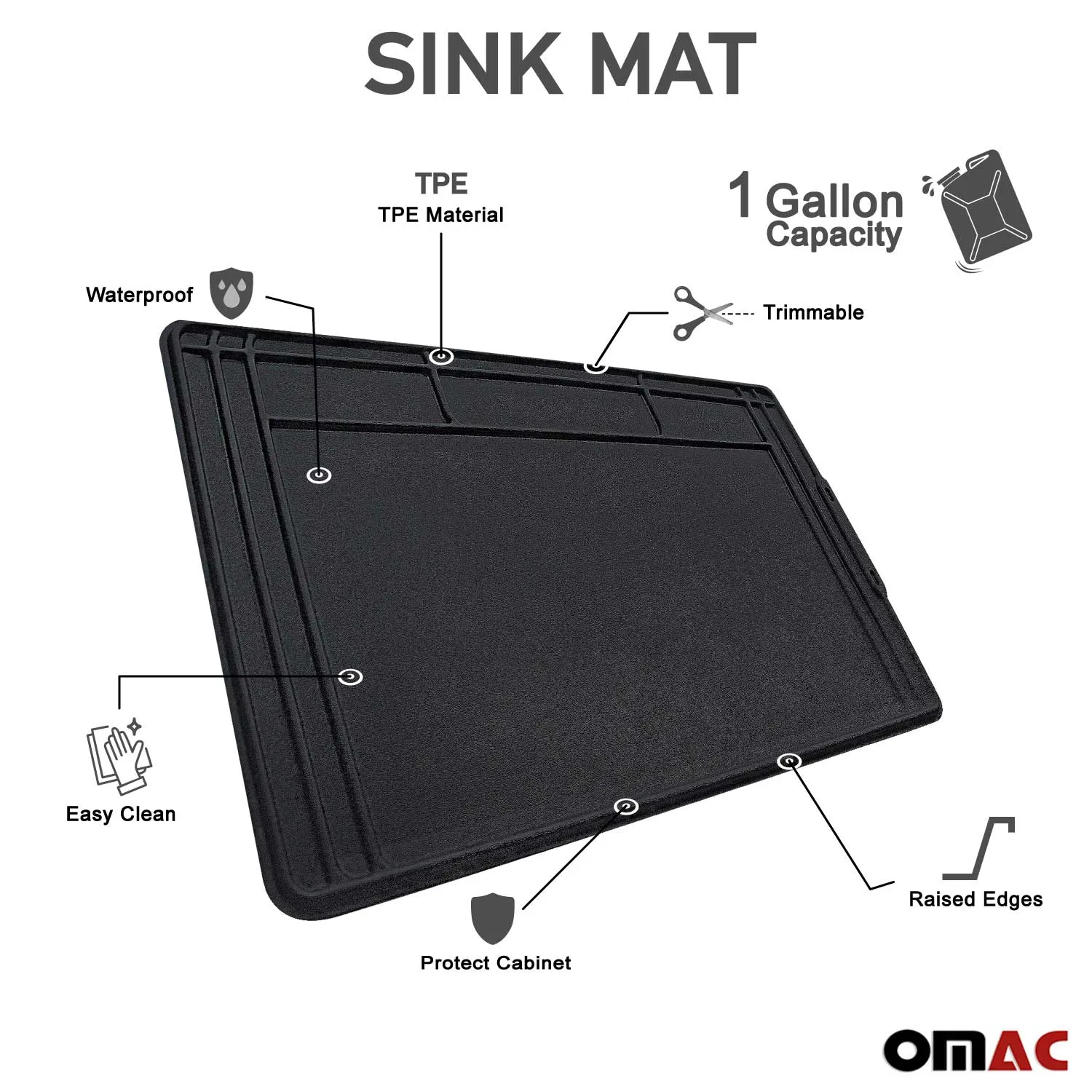 2x High Quality Kitchen Under Sink Cabinet Protection Mat Waterproof Raised Edge - Image 6