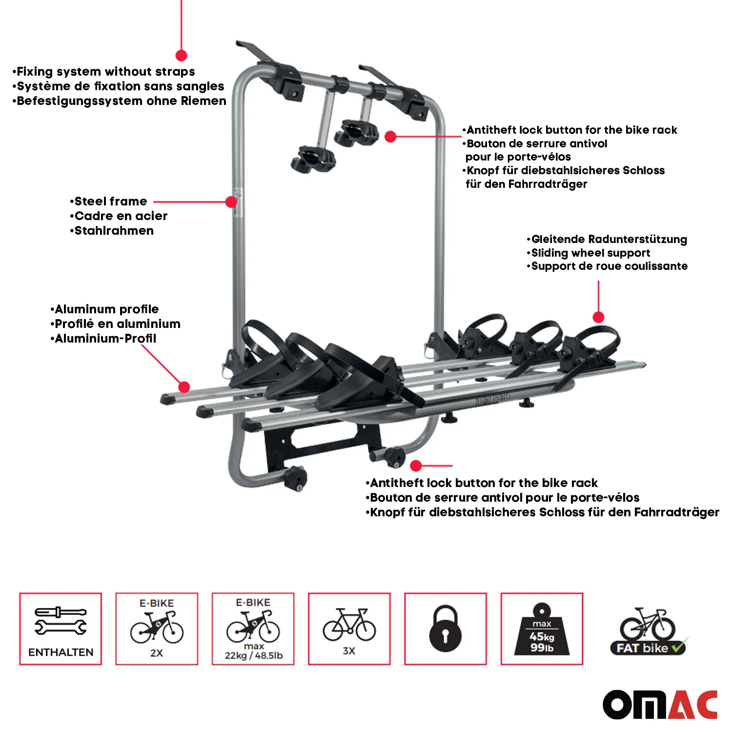 2007-2013 Honda Fit 3 Bike Rack Carrier Hitch Mount Black 1Pc - Image 3
