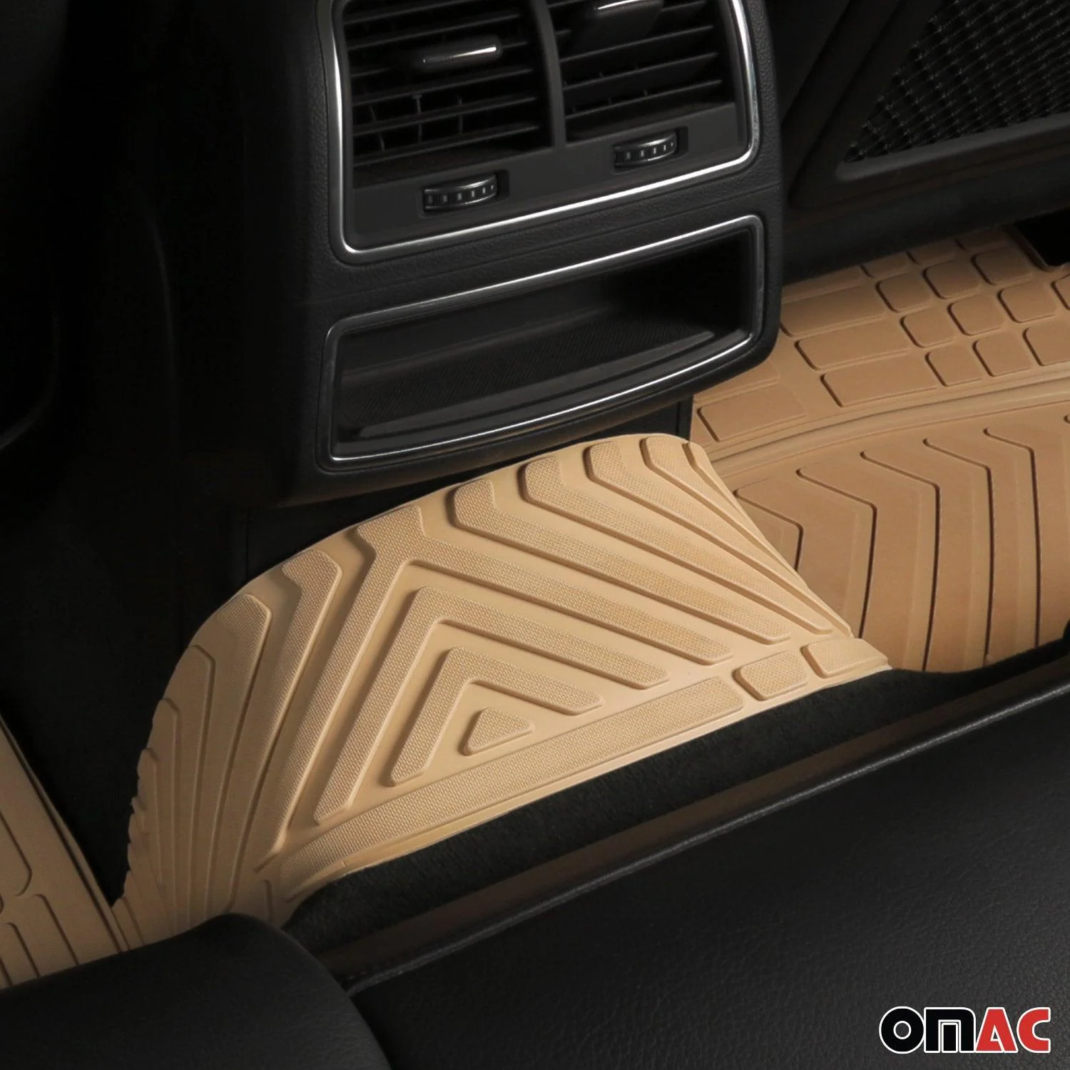 Floor Mats Liner Set All-Weather 3-Row Car Front Rear Universal 6+2Pcs Tan - Image 6