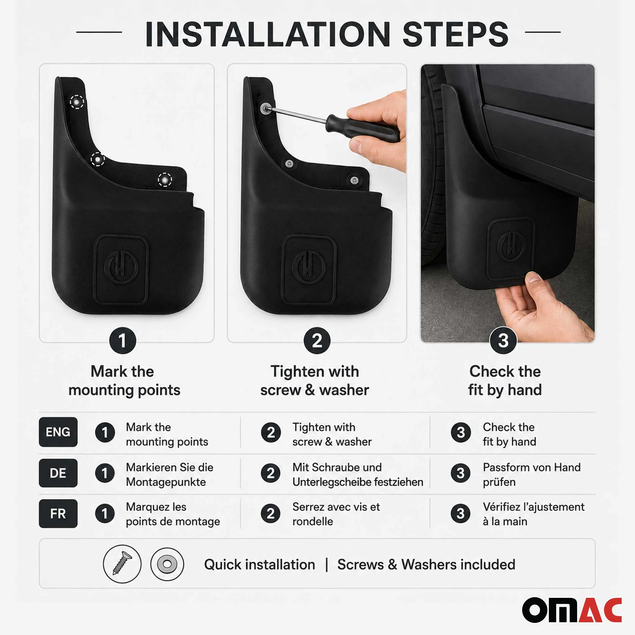 4x Mud Flaps Splash Guards for Fiat 500L 2014-2020 Universal fit - Image 6