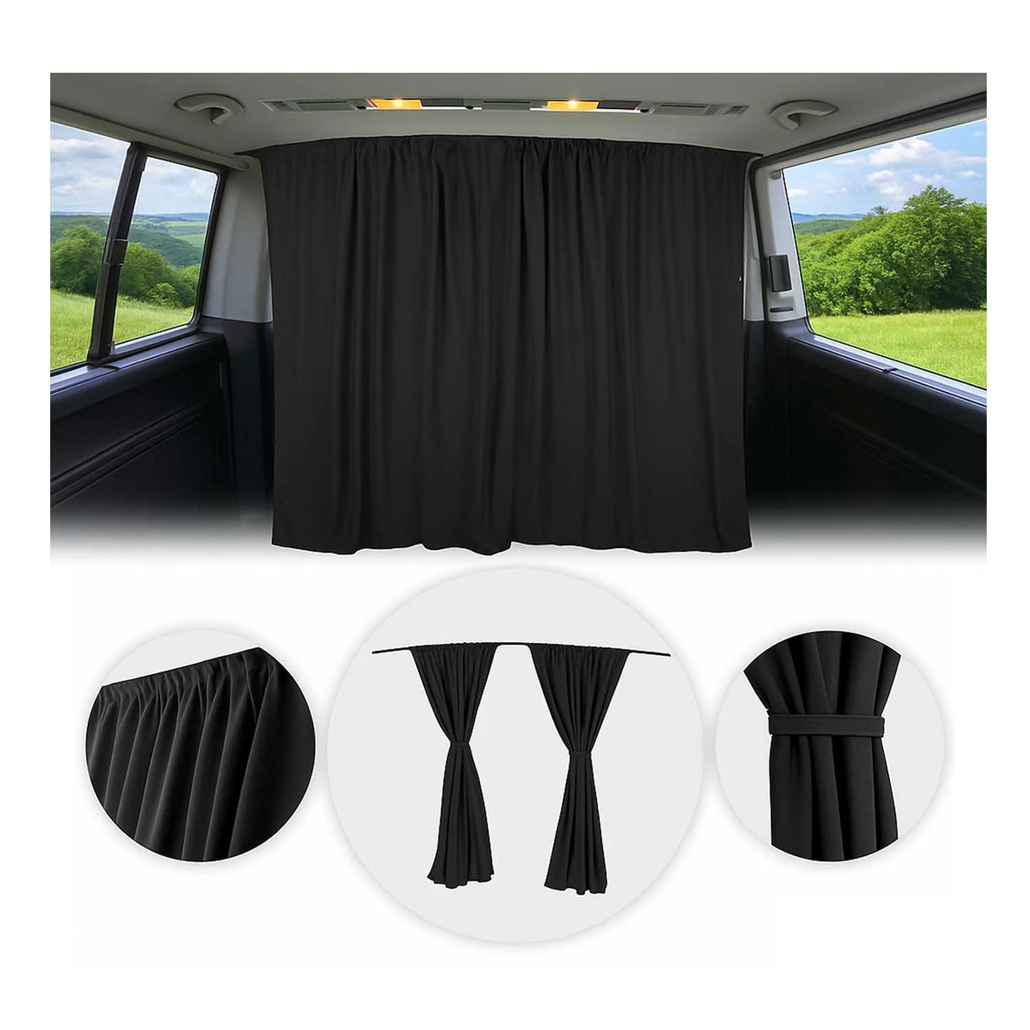 2010-2024 Renault Master Cabin Divider Curtain Privacy Curtains Fabric Black