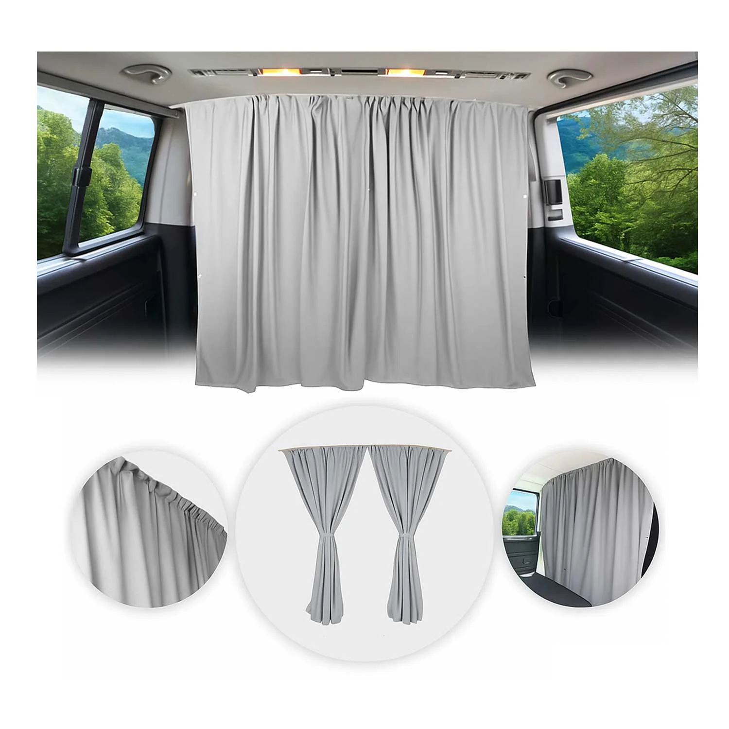 Ford Transit Cabin Divider Curtain Privacy Curtains Gray 2 Curtains
