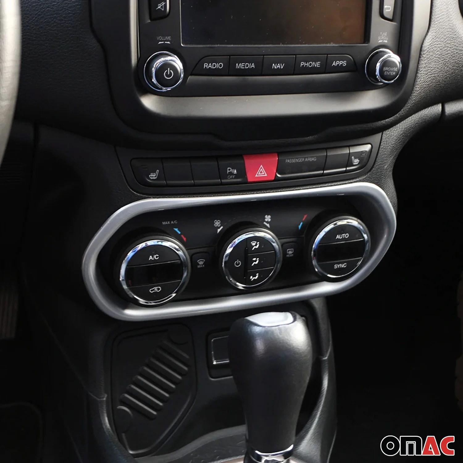 2015-2018 Jeep Renegade Air Condition Switch Trim Frame Matte Silver Chrome - Image 2