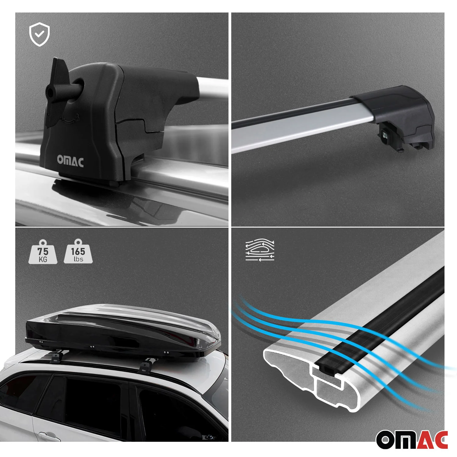 Alu Roof Racks Cross Bars Carrier for Mercedes GLC Class X254 2023-2026 Gray 2x - Image 4